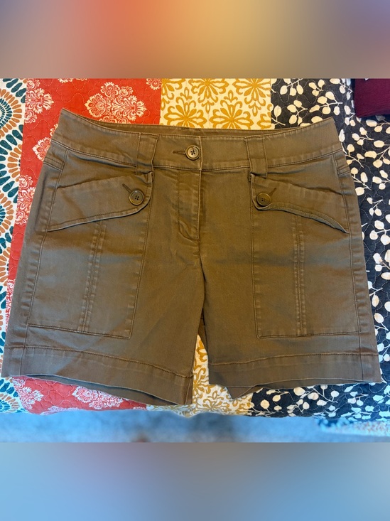 CAbi Pants - CAbi Olive Green Utility Bermuda Shorts with Button-Flap Pockets #892